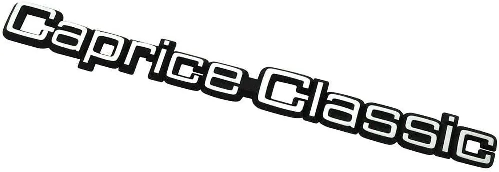 1Pc Caprice Classic Trunk Lid Emblem 3D Letter Plastic NamePlate Car Badge Sticker Replacement for 1980-1990 Caprice-Classic Brougham LS 20606499 (Silver Black)