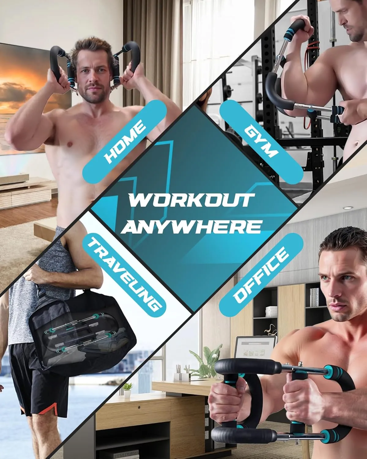 2025 Pro Saker Twister Arm Trainer, Adjustable Power Twister Bar, Chest Shoulder Arm Workout Equipment, Portable Detachable Upper Body Fitness Machine for Home & Gym