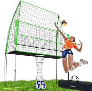 2025 Upgraded Volleyball Training Equipment Net Volleyball Spike Trainer for Indoor and Outdoor Volleyball Practice Net Station, Perfect for Team or Solo Training, Home Volleyball Net