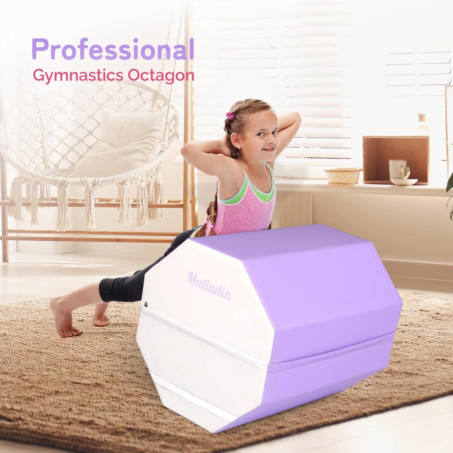 24"x26" Gymnastics Octagon Mat Skill Shape Tumbling Somersault Backbend Trainer Exercise Mat for Preschool Kids Gym