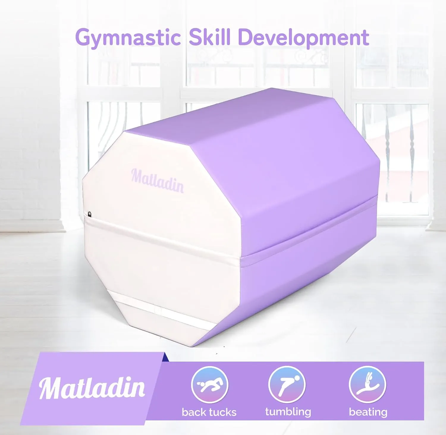 24"x26" Gymnastics Octagon Mat Skill Shape Tumbling Somersault Backbend Trainer Exercise Mat for Preschool Kids Gym