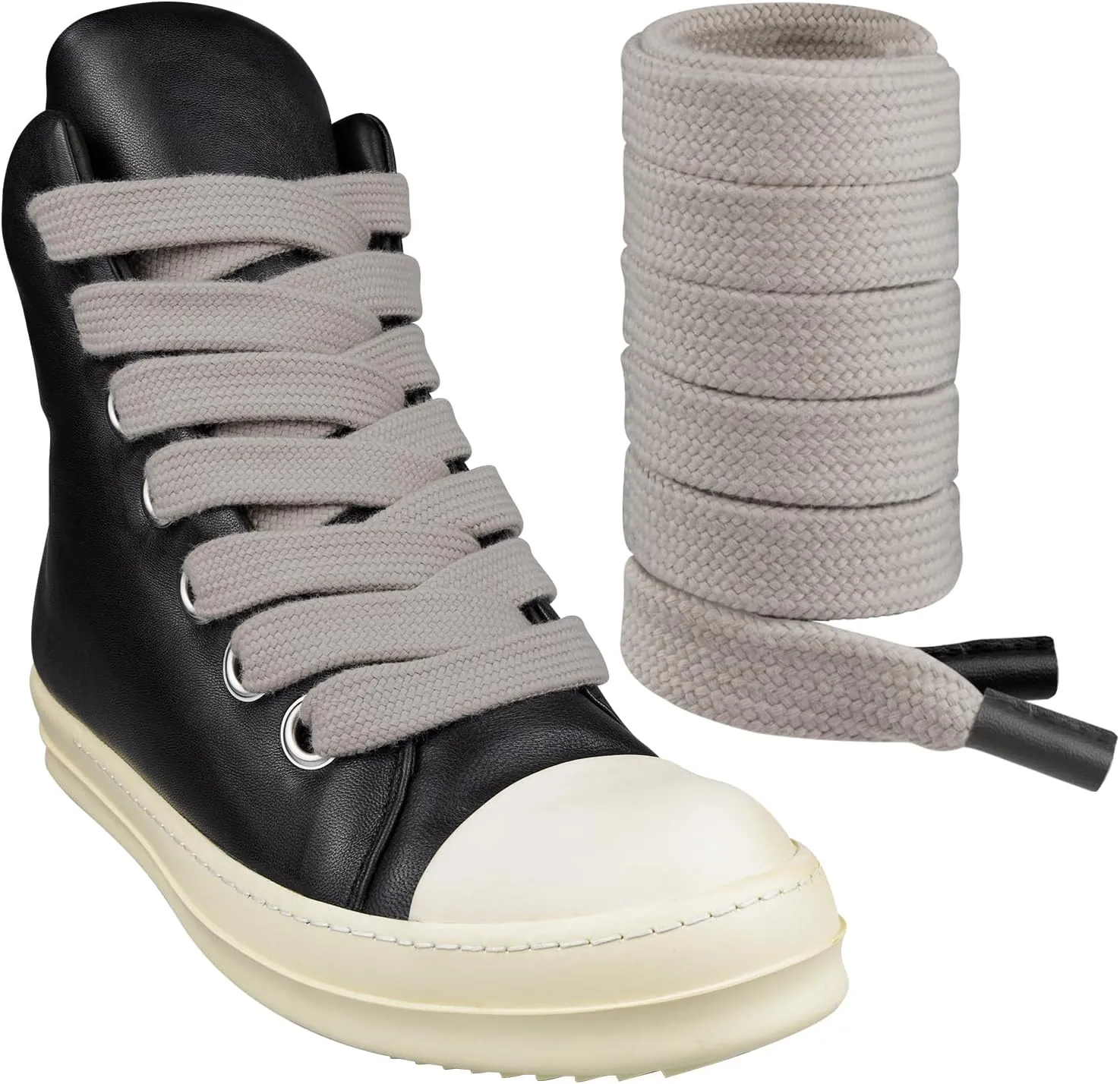 2CM Shoelaces for Rick Owens, Fat Jumbo Flat Polycotton Replacement Shoe Laces Strings