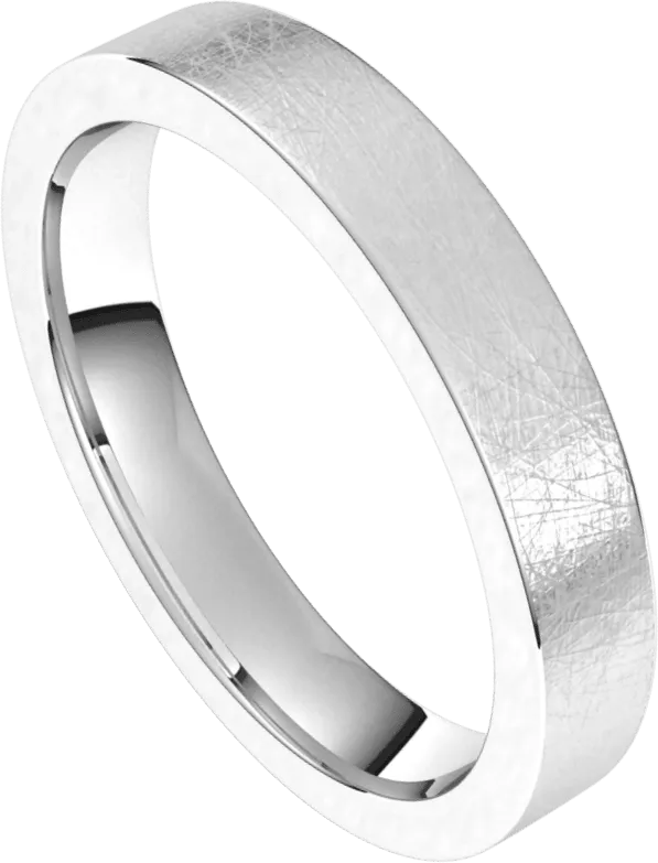 3.5mm Flat Ice Finish Comfort Fit Wedding Ring