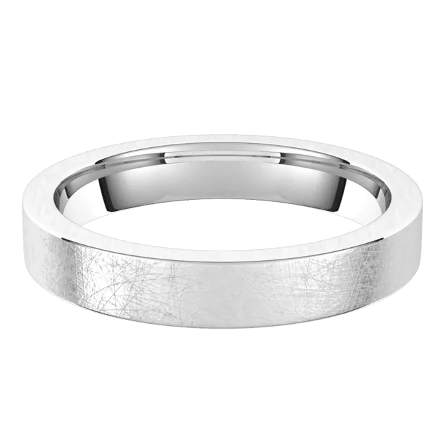 3.5mm Flat Ice Finish Comfort Fit Wedding Ring