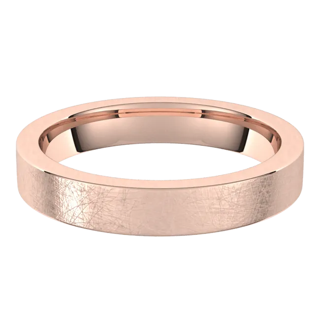 3.5mm Flat Ice Finish Comfort Fit Wedding Ring