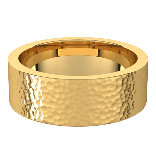7mm Flat Hammer Finish Comfort Fit Wedding Ring