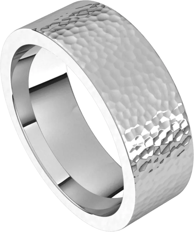 7mm Flat Hammer Finish Comfort Fit Wedding Ring