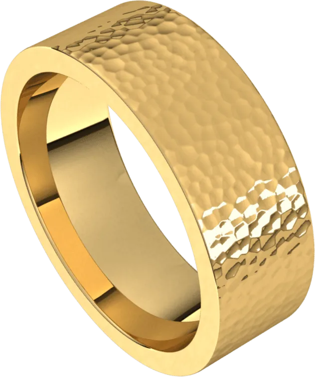 7mm Flat Hammer Finish Comfort Fit Wedding Ring