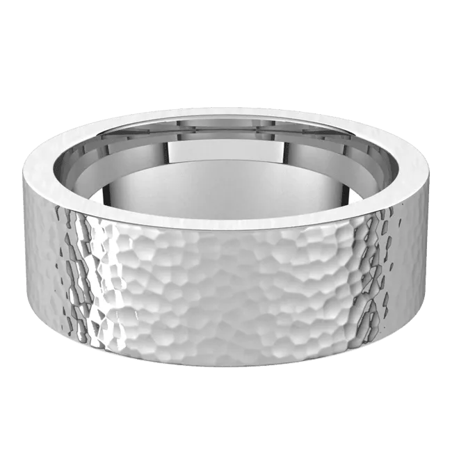 7mm Flat Hammer Finish Comfort Fit Wedding Ring