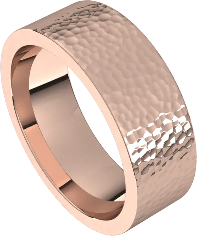 7mm Flat Hammer Finish Comfort Fit Wedding Ring