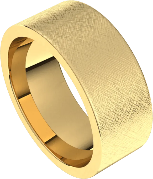 8mm Flat Florentine Finish Comfort Fit Wedding Ring