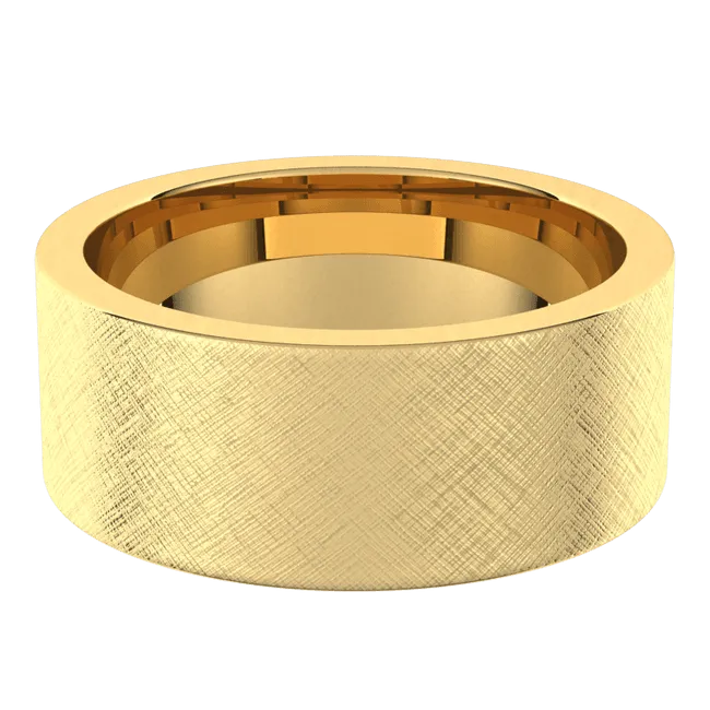8mm Flat Florentine Finish Comfort Fit Wedding Ring