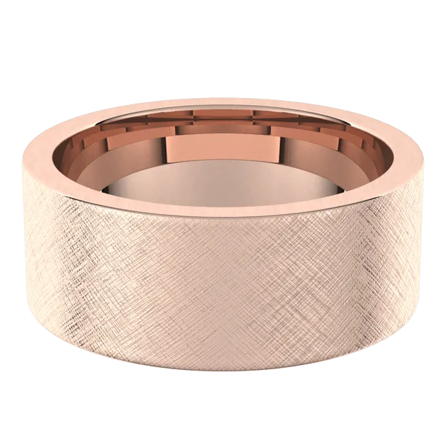 8mm Flat Florentine Finish Comfort Fit Wedding Ring