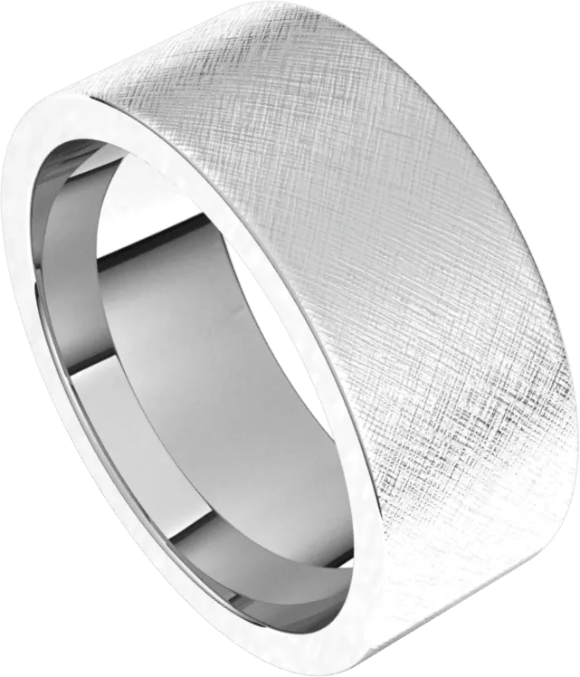 8mm Flat Florentine Finish Comfort Fit Wedding Ring