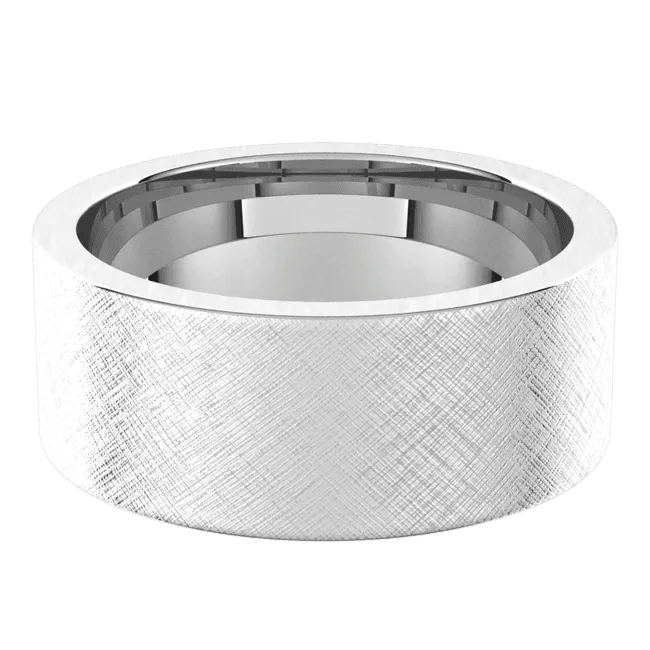 8mm Flat Florentine Finish Comfort Fit Wedding Ring
