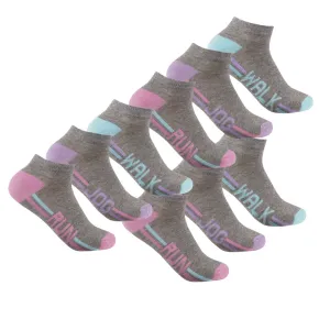 9 Pairs Womens Sports Ankle Trainer Socks Multipack Grey