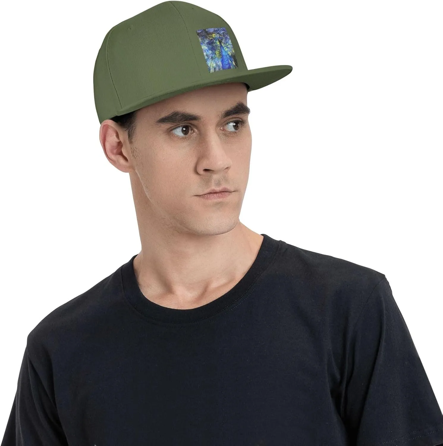 Abstract Starry Night Peacock Snapback Hats for Men Women Baseball Cap Flat Bill Brim Hat