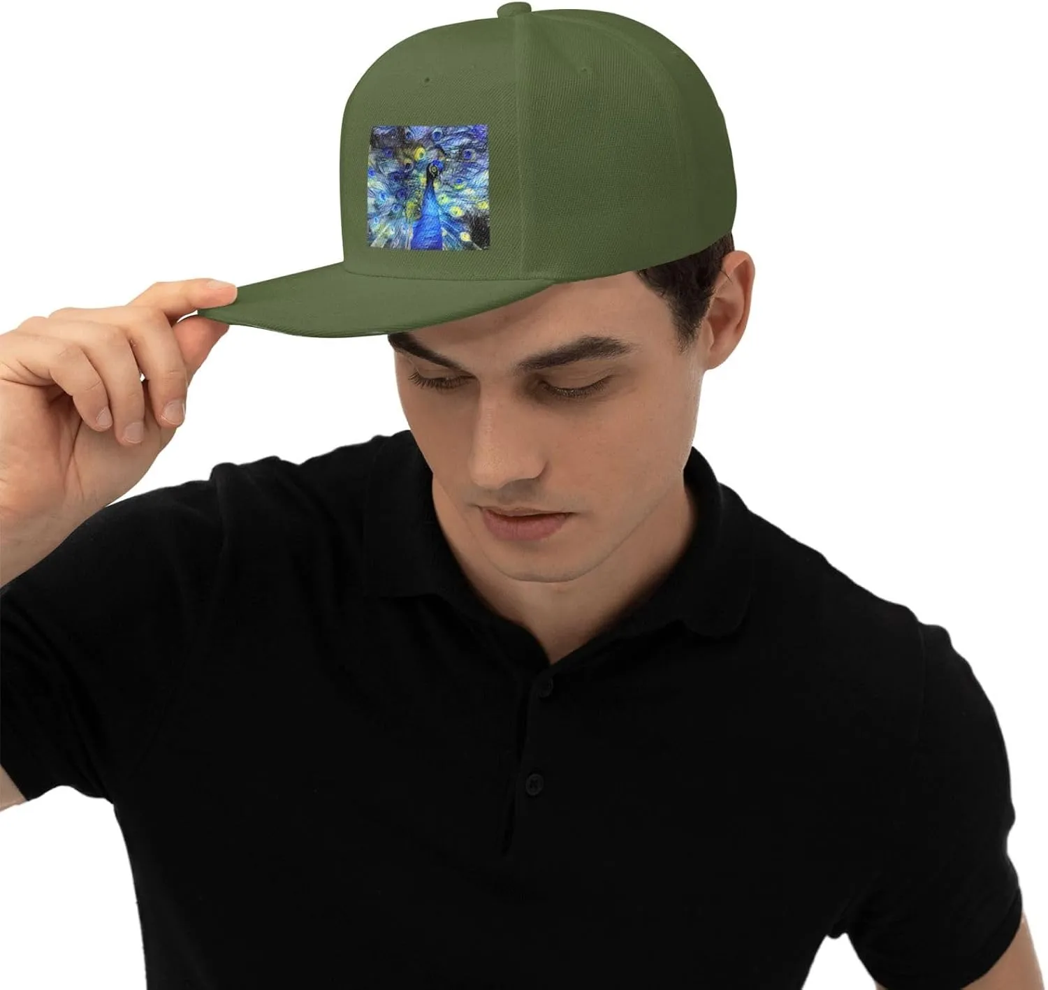 Abstract Starry Night Peacock Snapback Hats for Men Women Baseball Cap Flat Bill Brim Hat