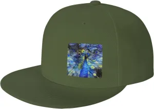 Abstract Starry Night Peacock Snapback Hats for Men Women Baseball Cap Flat Bill Brim Hat