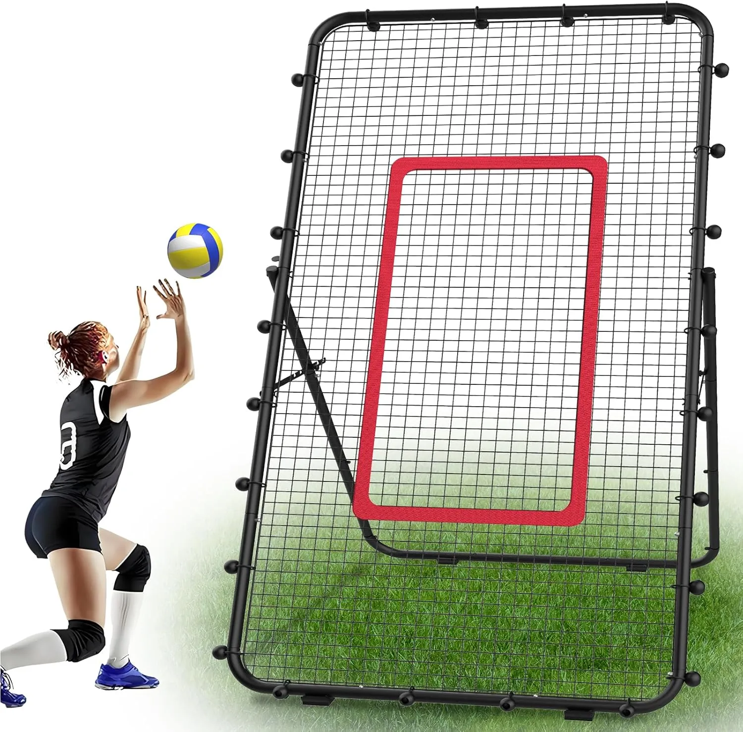 Adjustable Volleybal Net 7x4 Ft,Volleyball Training Equipment for Lacrosse, Baseball, Soccer,Tennis,Backyard Volleyball Rebounder Hitting Serving Passing Spike Practice