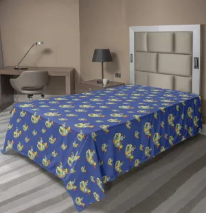 Ambesonne Submarine Flat Sheet, Adventure Underwater Vehicle Happy Colorful Cartoon, Soft Comfortable Top Sheet Decorative Bedding 1 Piece, Twin Size, Cobalt Blue Multicolor