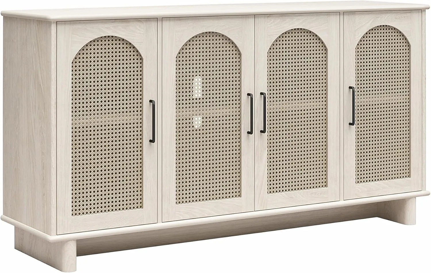 Ameriwood Home Multi Use Console Cabinet for 65' TVs, White Oak with Rattan