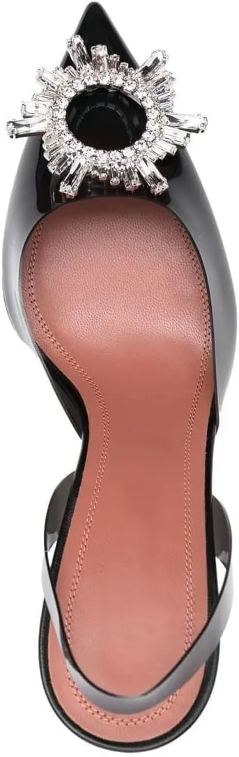 Arqa Clear Heels for Women Pointed Toe Transparent PVC Sandals with Crystal Slingback Stilettos Dress Pumps