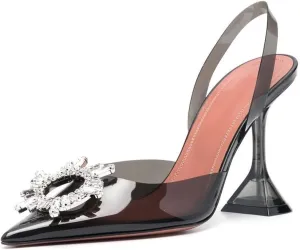 Arqa Clear Heels for Women Pointed Toe Transparent PVC Sandals with Crystal Slingback Stilettos Dress Pumps