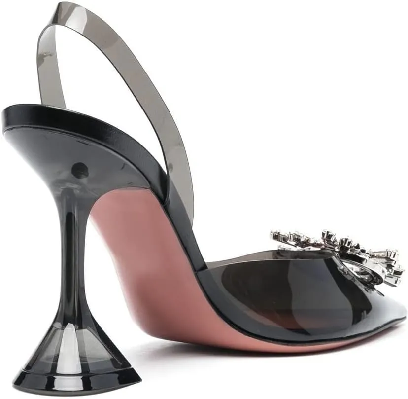 Arqa Clear Heels for Women Pointed Toe Transparent PVC Sandals with Crystal Slingback Stilettos Dress Pumps