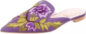 Axellion Comfortable Embroidered Mules for Women, Slip-on Backless Loafers with Pointed Toe, Stylish Flat Slides for Casual & Business Wear