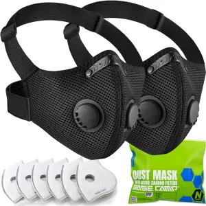 BASE CAMP M PRO Dust Mask, All day Comfortable Reusable Respirator Mask for Dust, Safety Work Mask for Woodworking (2 PACK)