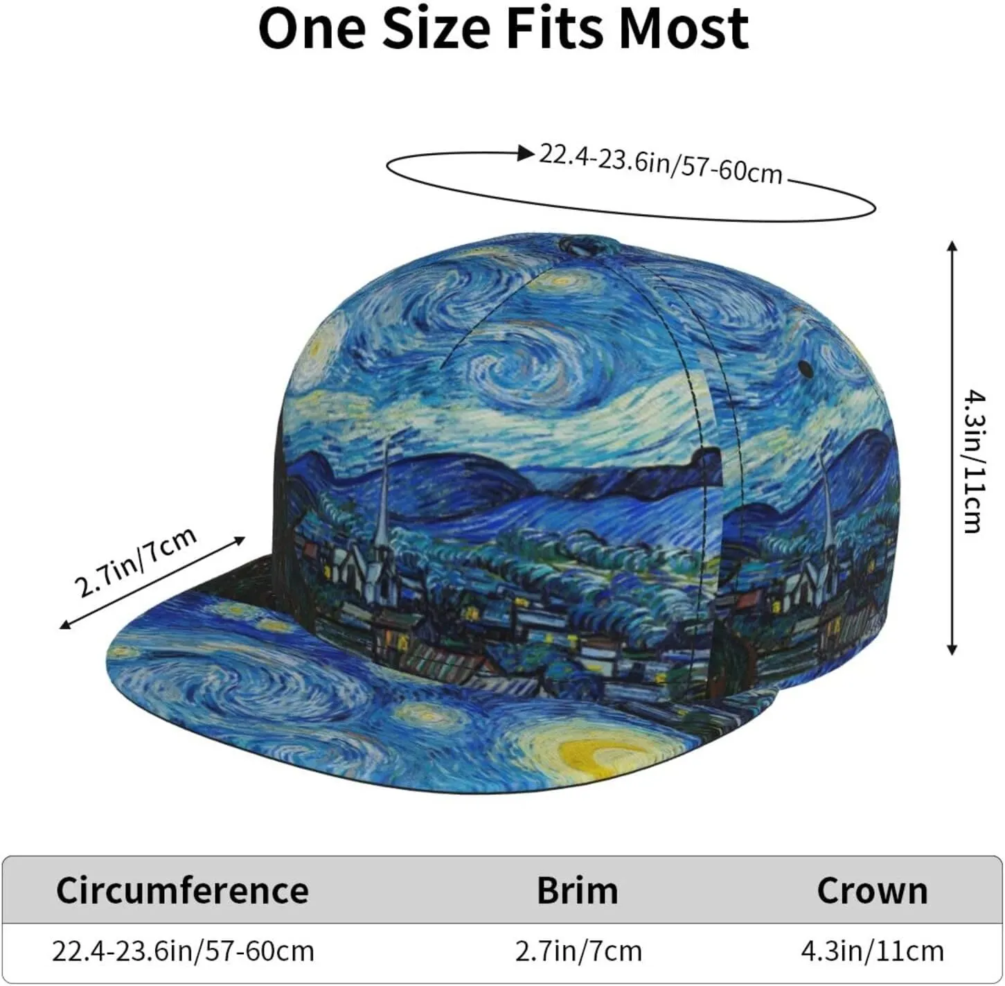 Baseball Cap, Flat Brim Snapback Hat, Unisex