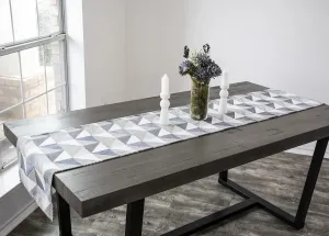 Beautiful Table Runner Features a Classic-Inspired Vibrant Color Triangle Pattern with Blue and Gray Chenille Fabric Dresser Scarf, Coffee Table Runner, Furniture Cover (16Wx90L)