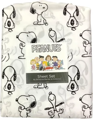 Berkshire Peanuts Sheet Set (White - Dog Poses, Full)