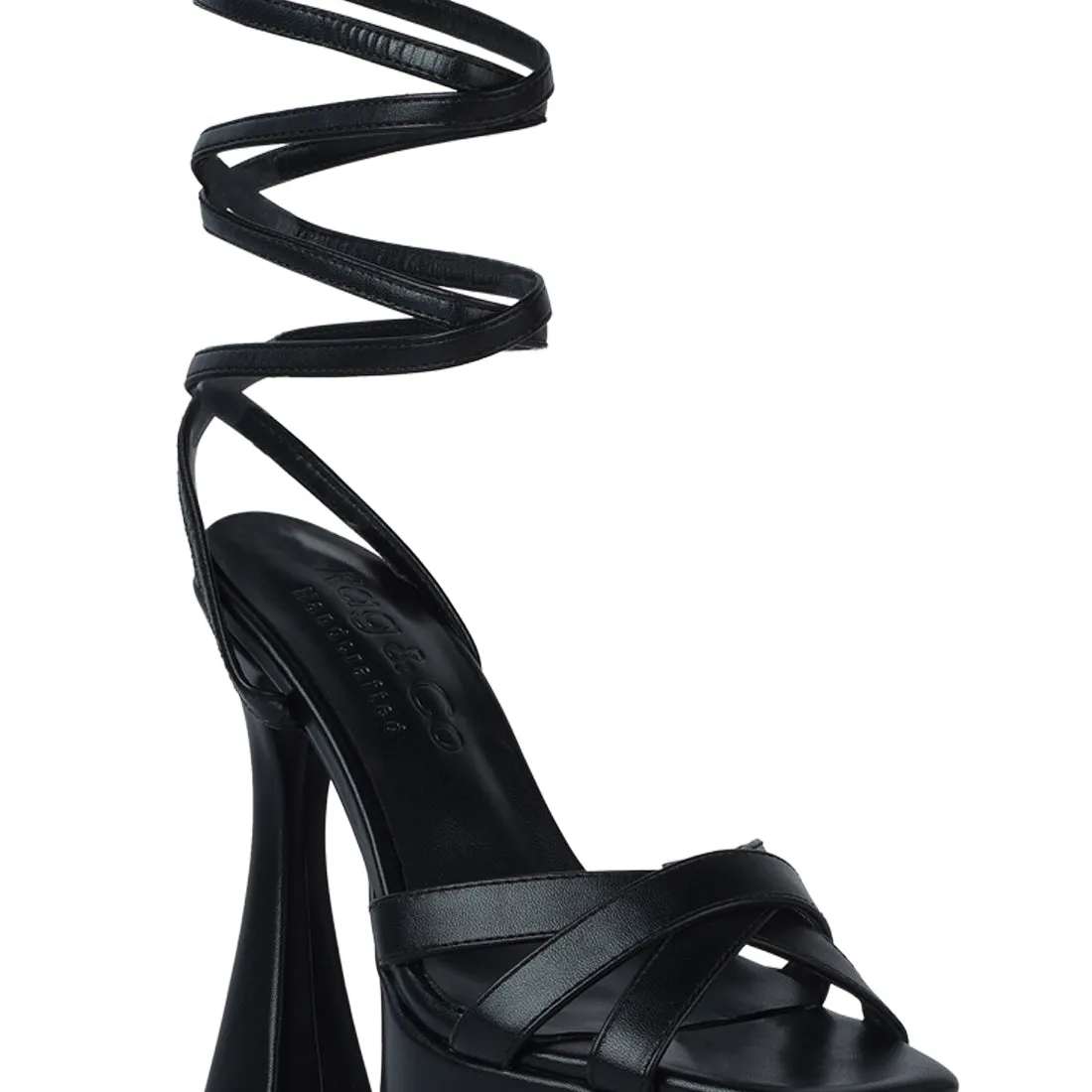 Black Lace Up High Platform Sandal