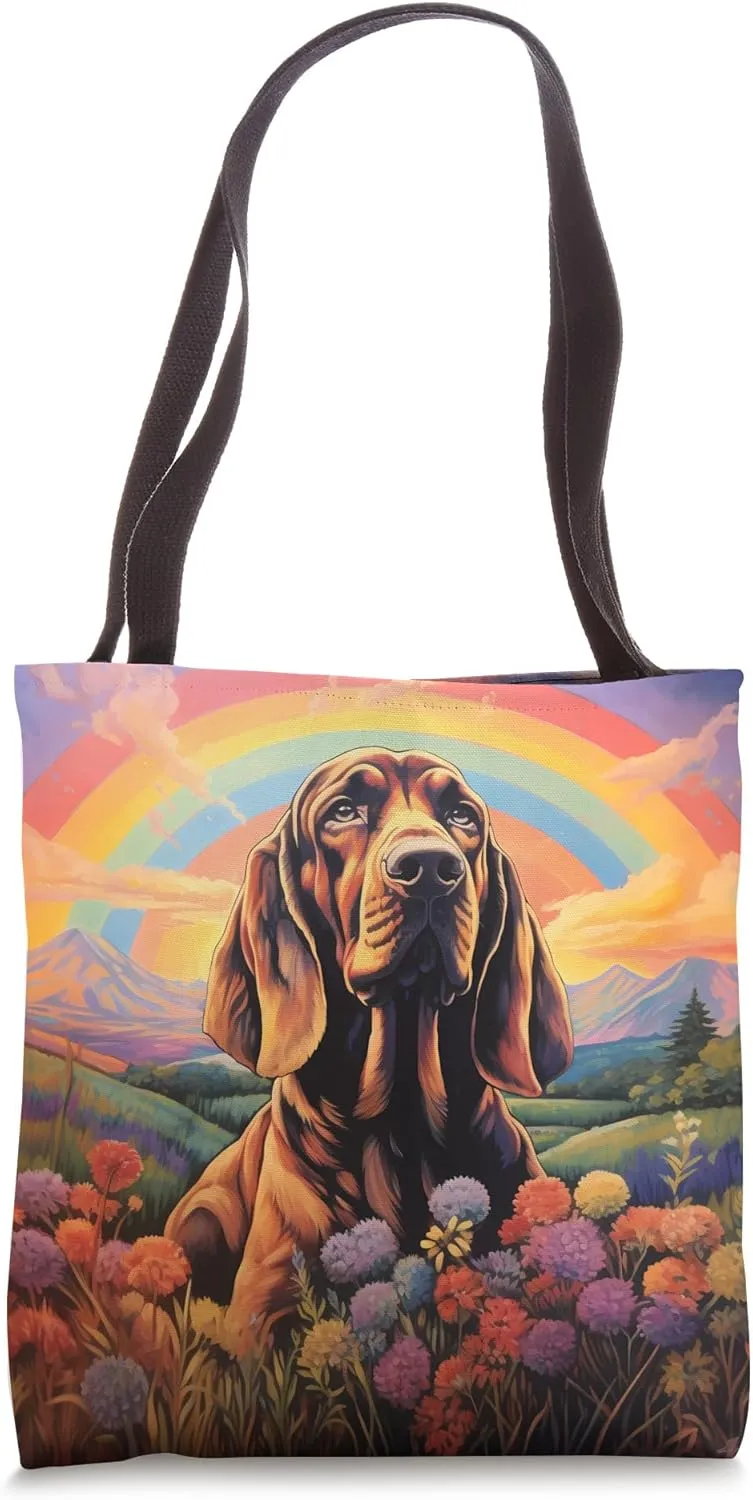 Bloodhound Rainbow Bridge Cute Memorial Puppy Dog Art Tote Bag