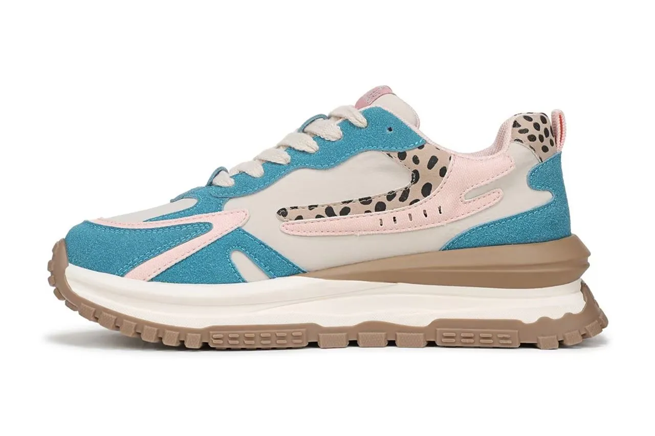 Blowfish Malibu Womens Pink Blue Retro Lace-Up Sneakers -Leo