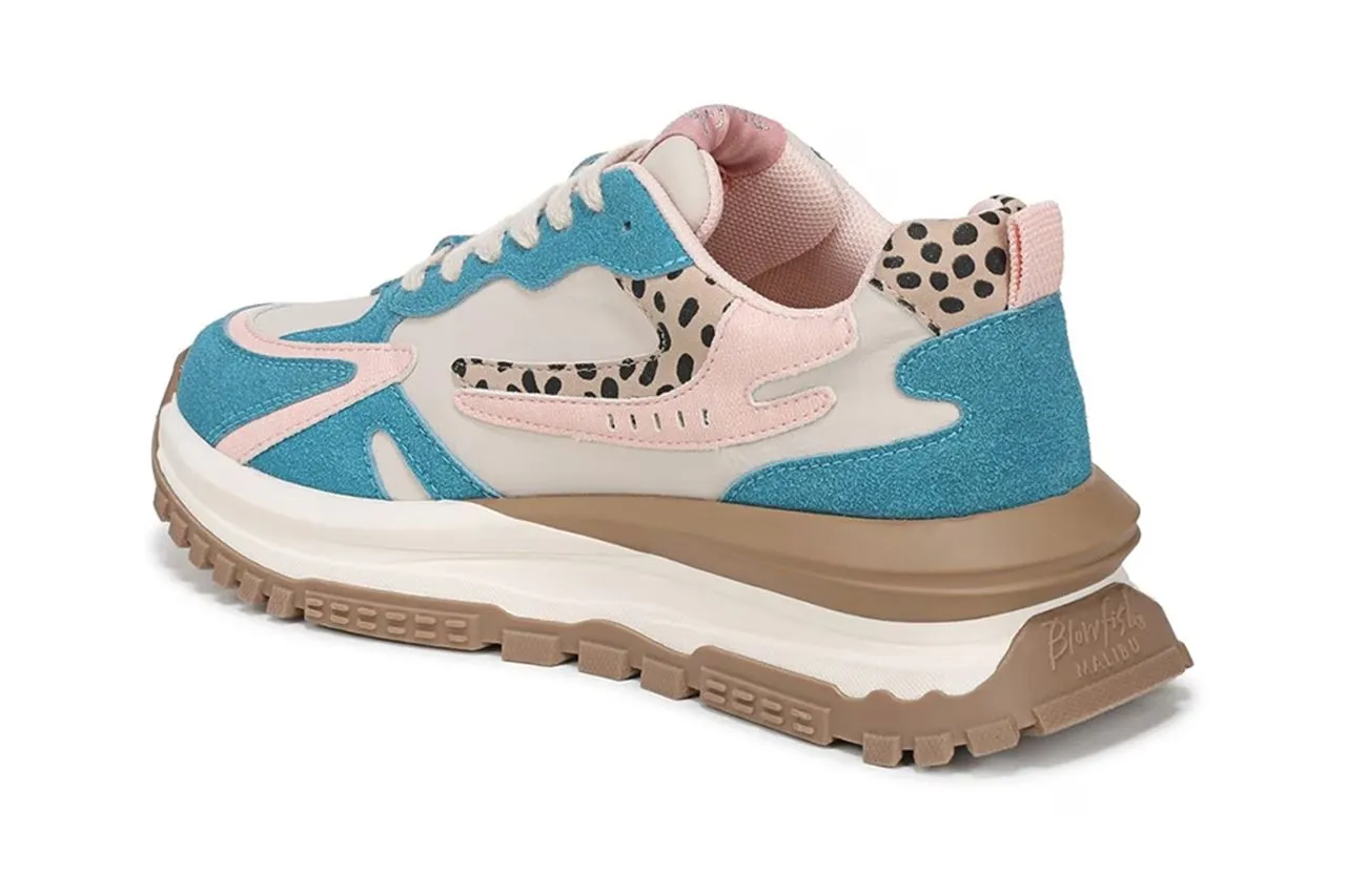 Blowfish Malibu Womens Pink Blue Retro Lace-Up Sneakers -Leo