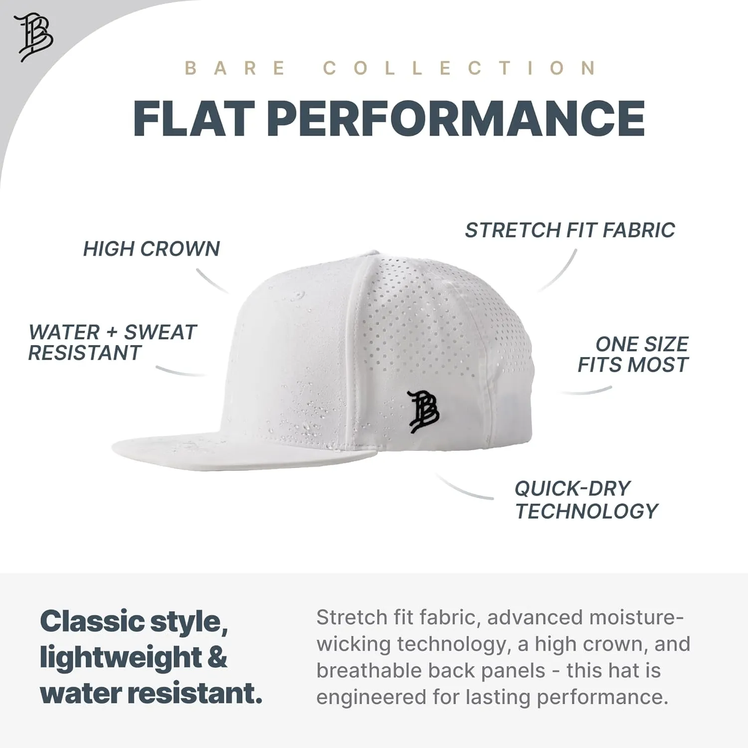 Branded Bills Old Glory Stealth PVC Flat Performance, Lightweight, Comfortable Baseball Cap