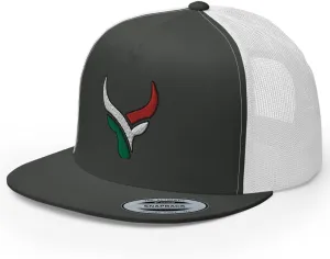 Bull Head Mexican Cowboy Trucker Hat | Flat Bill High Crown Adjustable | Country Mexico Western Ranch Cap