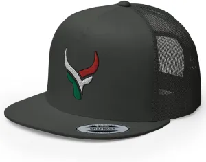 Bull Head Mexican Cowboy Trucker Hat | Flat Bill High Crown Adjustable | Country Mexico Western Ranch Cap