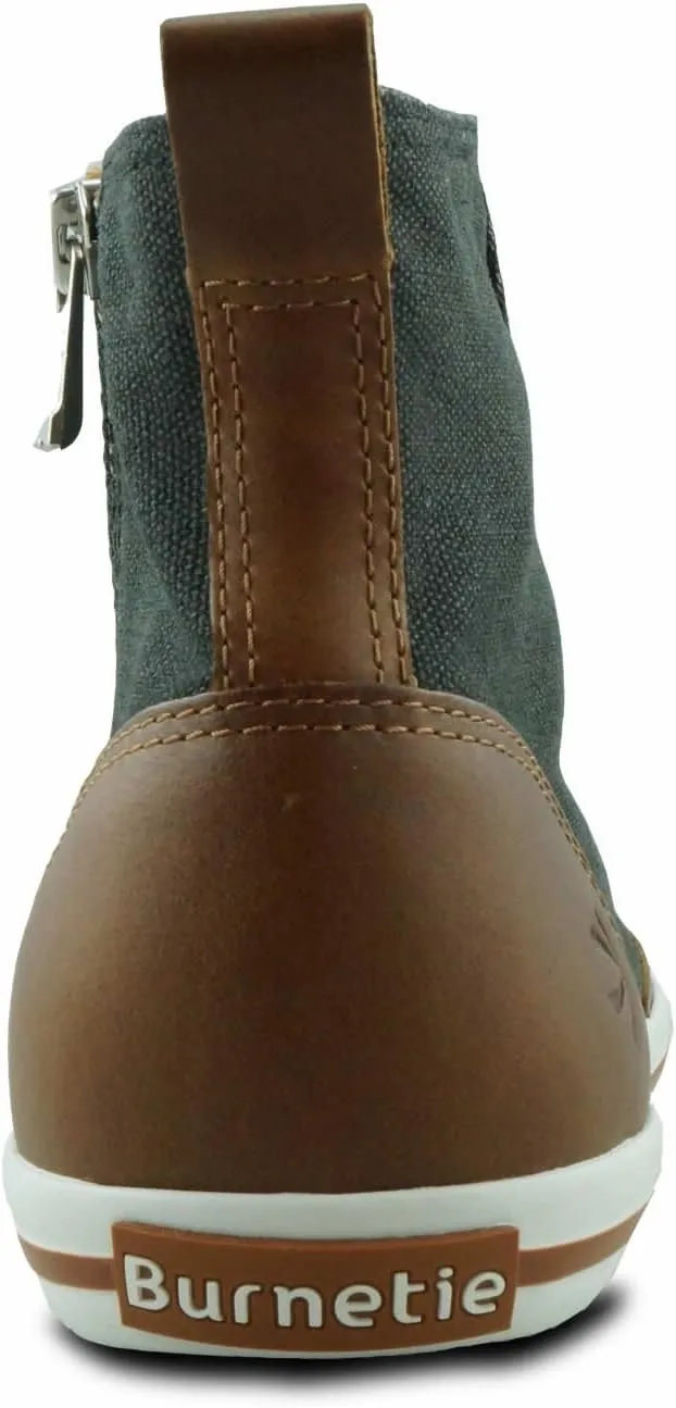 Burnetie Women's High Top Vintage Sneaker with Optional Side Zipper Closure