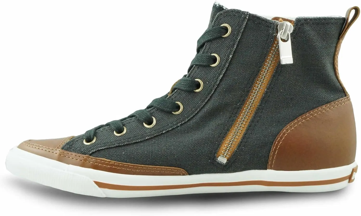 Burnetie Women's High Top Vintage Sneaker with Optional Side Zipper Closure