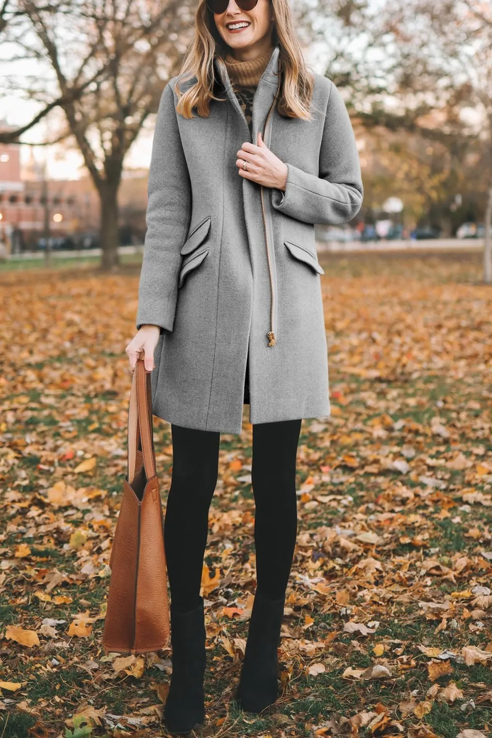 BZB Womens Long Coat Classic Open Front Zip Up Casual Winter Wool Blend Over Pea Coats Long Jackets