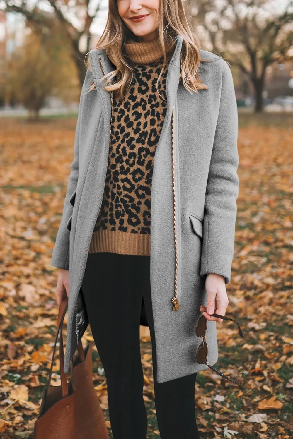 BZB Womens Long Coat Classic Open Front Zip Up Casual Winter Wool Blend Over Pea Coats Long Jackets