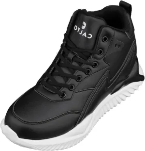 CALTO Men's Invisible Height Increasing Elevator Trainer Shoes - Black Lace-up Lightweight Fashion High-Top Sneakers - 4 Inches Taller - S3060 - Size 11 D(M) US