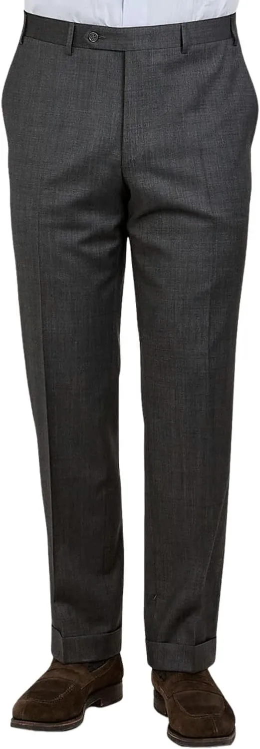 Canali Mens Flat Front Wool Dress Pants 44 Grey IT 62 44 Regular