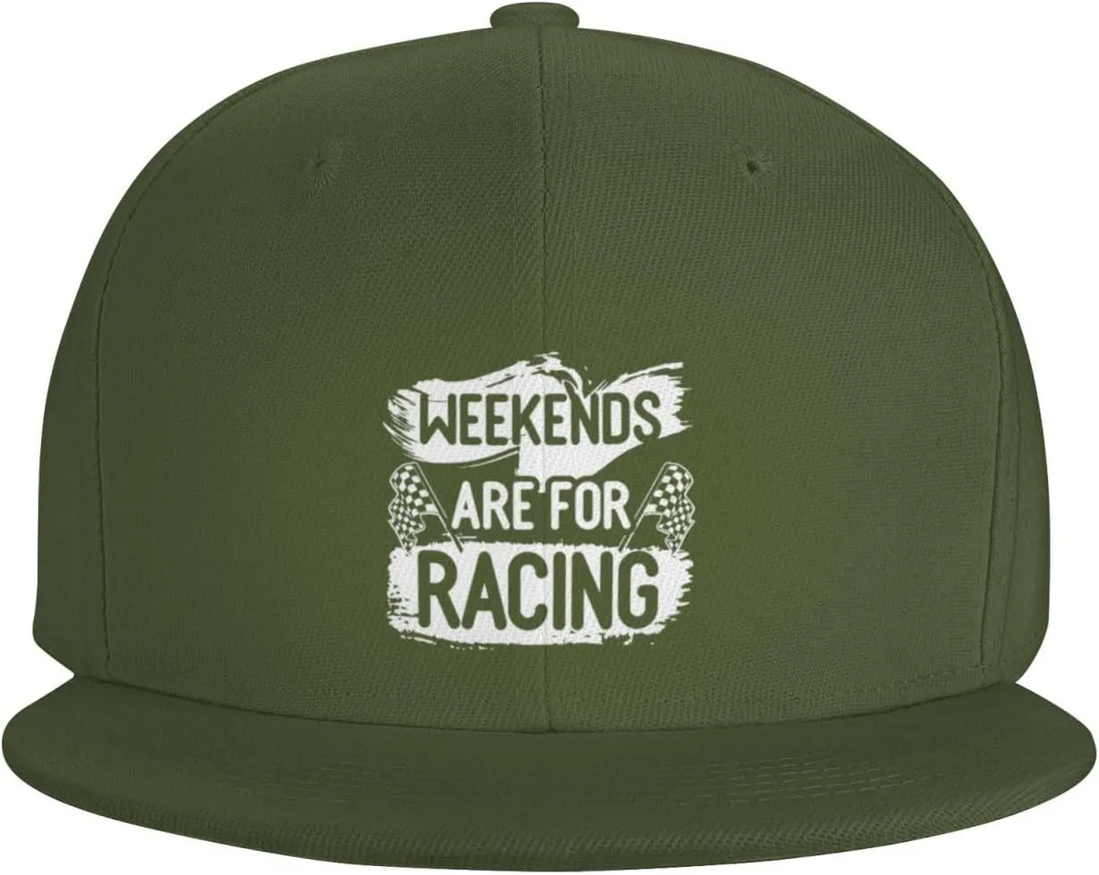 Car Race Bike Racing Racer Flat Brim Baseball Cap,Classic Snapback Hat Adjustable Trucker Hat for Men & Women,Black