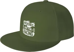 Car Race Bike Racing Racer Flat Brim Baseball Cap,Classic Snapback Hat Adjustable Trucker Hat for Men & Women,Black