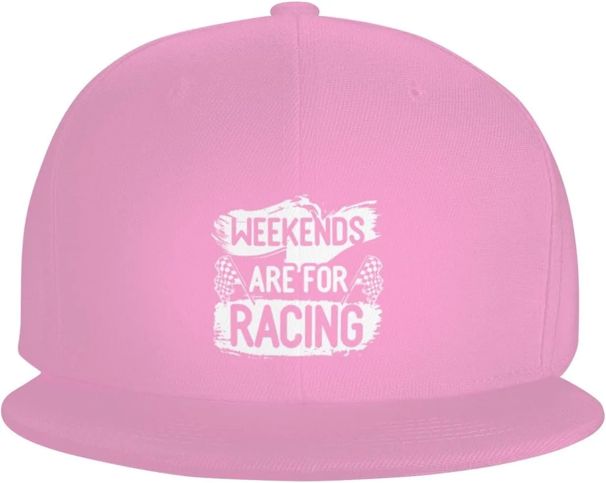 Car Race Bike Racing Racer Flat Brim Baseball Cap,Classic Snapback Hat Adjustable Trucker Hat for Men & Women,Black